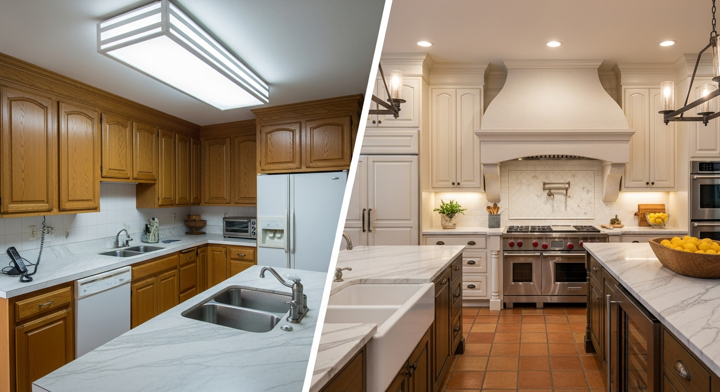 Kitchen before and after